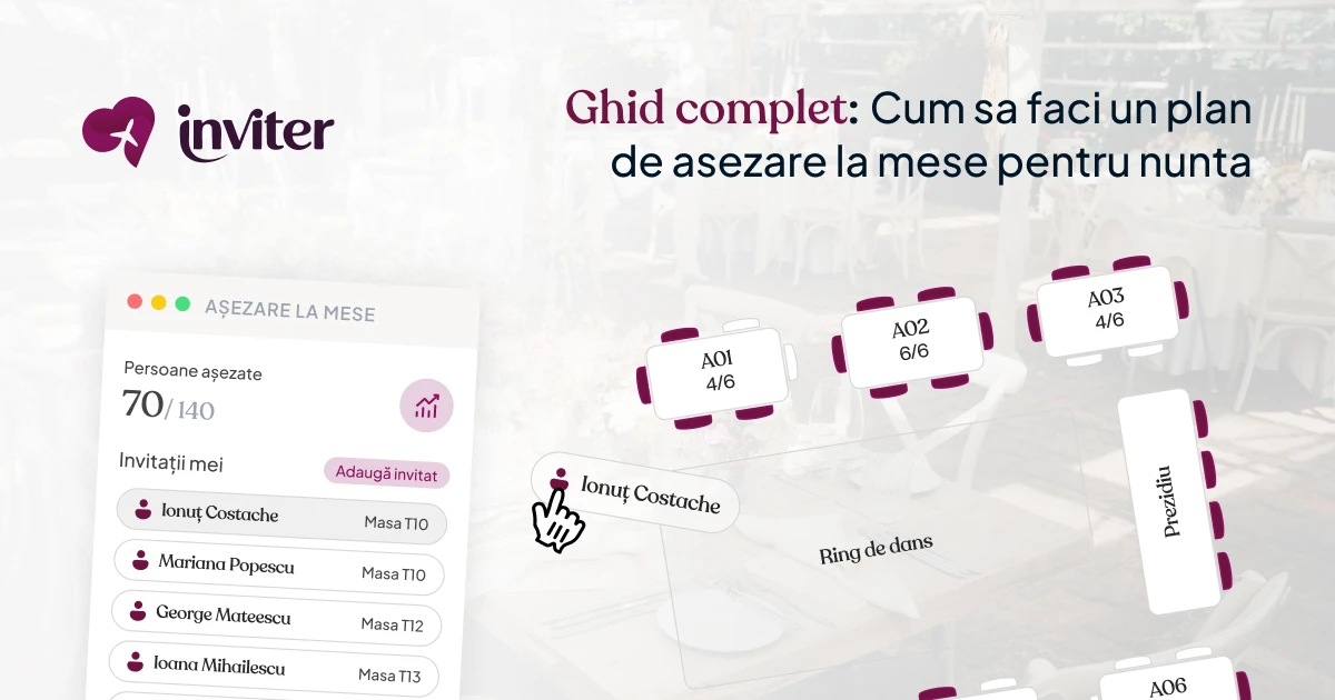 Ghid complet: Cum sa faci un plan de asezare la mese pentru nunta